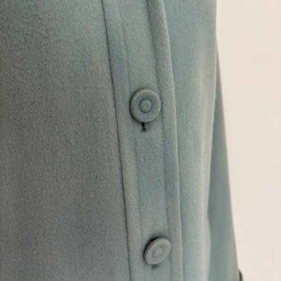 Vintage Teal Blue Wool Lined Dress Coat Cuffs - Picture 6 of 16